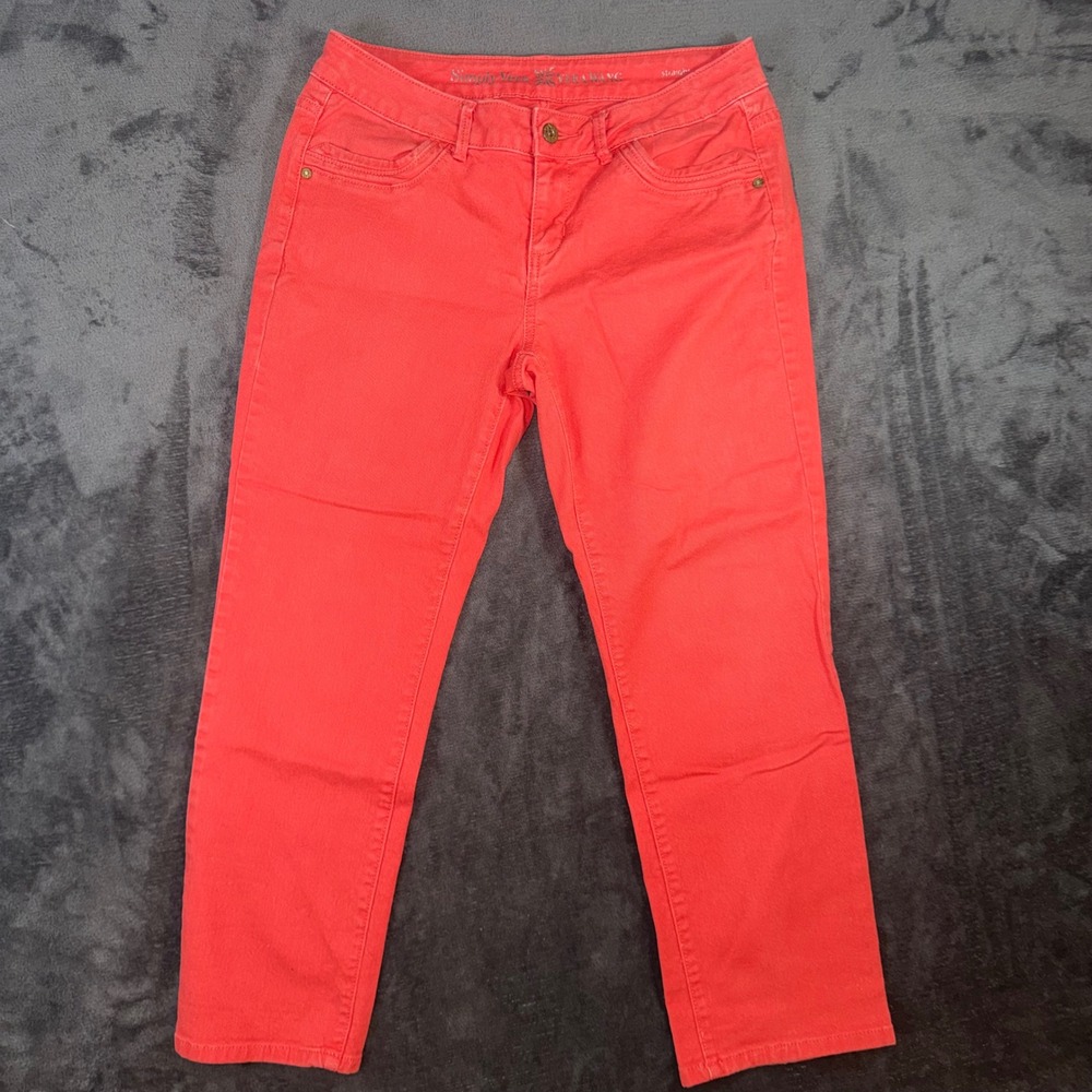 Womens 10 Simply Vera Vera Wang Straight Leg Pants Coral Pink Excellent Stretch
